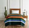 008889223909 Pendleton Sherpa Fleece Blanket Queen Evergreen Stripe New