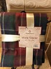 011546408960 Fabuloushome Wool Blend Fringed Throw Blue Burgundy Plaid