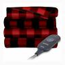 027045805582 Sunbeam Electric Heated Fleece Throw Red Black Plaid