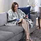 038533837657 Serta New Snuggler Electric Heated Cape Throw Blanket Grey Throws Bedding