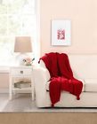 21pk257rd 041808790595 Modern Heirloom Collection Cable Knit Throw With Poms