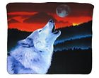 0734059889148 Basic Fashions Fleece Throw Blanket Howling Wolf Ki