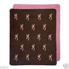 09172900812brn 0917290 " 50 60 Pink Throw Browning Blanket Plush Buckmark