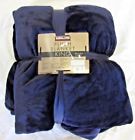 096619363643 Kirkland Luxurious Plush Blanket Dark Indigo Blue King
