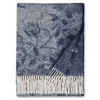 10748 Sferra Fabino Throw Navy Blue Alpaca Cotton Baroque Fringed New