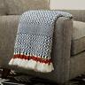 109938 Rivet Modern Stripe Fringe Throw Blanket Soft And Stylish