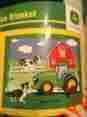 11100 John Deere Cartoon Tractor Farm Scene Heavy Fleece Blanket Throw 48 X 60 New