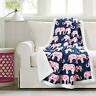 16t005988 Lush Decor Elephant Parade Sherpa Throw Navy Pink 194938002592