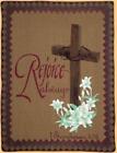 17604 American Hometex Rejoice Always Pictorial Throw Blanket Lillies Cross Crown