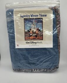 2009 Walt Disney World Tapestry Woven Throw Blanket Mickey Minnie Castle 50 X 60