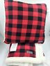 216689 Eddie Bauer Cabin Plaid Sherpa Flannel Throw Blanket And Pillow