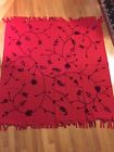 237-132 Crate Barrel Arcadia Throw Cranberry Red Blanket Wool Blend