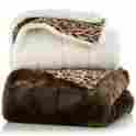 267004102 Leopard Faux Throw A By Adrienne Landau Reversible Mink-leopard White New