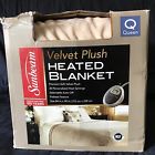 27045758369 Sunbeam Velvet Plush Electric Heated Blankets Queen