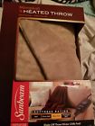 31160177 Sunbeam Electric Heated Throw Blanket Beige Lap Body 027045805872