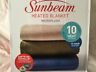 31160195 Sunbeam Electric Heated Microplush Channeled Gray Blanket Setting 027045805490