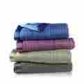 377-147 Down Alternative Stripe Blanket With Satin Trim Concierge Collection Plum F Q