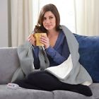 38533837756 Serta Sherpa Microfleece Reversible Throw Grey