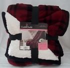 400196133528 Cuddl Duds Premium Sherpa Throw Red Black Check