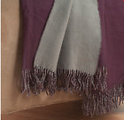 402-115 Cozelle Reversible Fringed Throw In Eggplant 680034301269