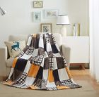 4021-63x87 Tache Home Fashion Fall Farmhouse Super Soft Fleece Patchwork Throw