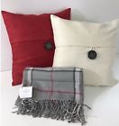 4401761 Pottery Barn Harrison Plaid Throw Red Gray