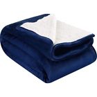 457528 Reversible Fleece Blankets Navy Color Inches Extra Warmth 689536457528