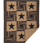 45777 Vhc Brands Quilted Throw Blanket Black Star Tan 840528173271