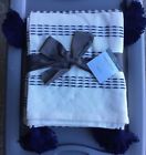 490650633053 White Threshold Throw Brand New And Navy Pom