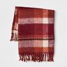 490671019034 Threshold New Faux Mohair Plaid Throw Blanket