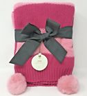 490740500029 Unbranded Pink Throw Blanket With Faux Fur Poms