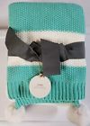 490740504096 Target Teal White Colorblock Striped Knit Throw Blanket