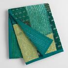 507180 Cost Plus World Market Peacock Kantha Sari Throw Blue Cotton