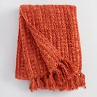 542426 Cost Plus World Market Rust Chunky Woven Throw Orange By