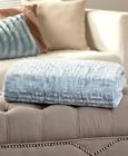 556520-5bjq-blu Unbranded Square Soft Plush Micro Velvet Embossed Blanket Throw Large