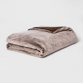 54497696 55inch X 80inch 12lbs Faux Fur Weighted Blanket With Removable Cover Brown Threshold