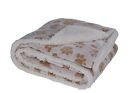 602i Longrich Indented Paw Print Flannel Throw Blanket