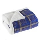 61-00004-b Lavish Home Fleece Sherpa Blanket Throw Plaid 886511978201