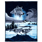 66-b1365 Lavish Home Wolf Heavy Thick Plush Mink Blanket 776135884036