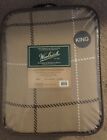 675716709549 Woolrich Beige Plaid Cotton King Blanket Nwt Classic