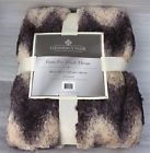 675716802400 Gramercy Park Luxury Faux Fur Throw Ivory Grey