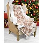 711531925112 Plaid Sherpa Throw Blanket Plush Flannel Throws For