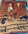 7378642 Unbranded Western Cowgirl Horse Saddle Collie Dogs Woven Tapestry Throw