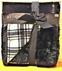748279137576 At Home Reversible Faux Mink Patterned Black And
