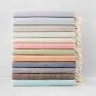 780870970114 Sferra Celine Herringbone Throw Blanket Slate Blue Cotton