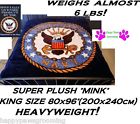 80x96in Mink Flagking Genuine Us Navy Seal Naval King-queen Blanket Heavyweight Bed Plush