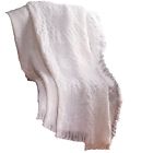 83-nat-ahnb11 Manual Woodworker Basketweave Heart Cotton Throw Blanket White 725734132314