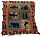 83-nat-atbrld Manual Woodworker The Lodge Collection Tapestry Throw With Fringe Bear