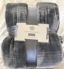 841278149417 Monte Jardin Luxury Linens Grey Jacquard Velvet Blanket