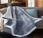 842131111961 Virah Bella Log Cabin Blue Quilt Throw Country